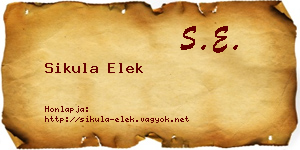 Sikula Elek névjegykártya